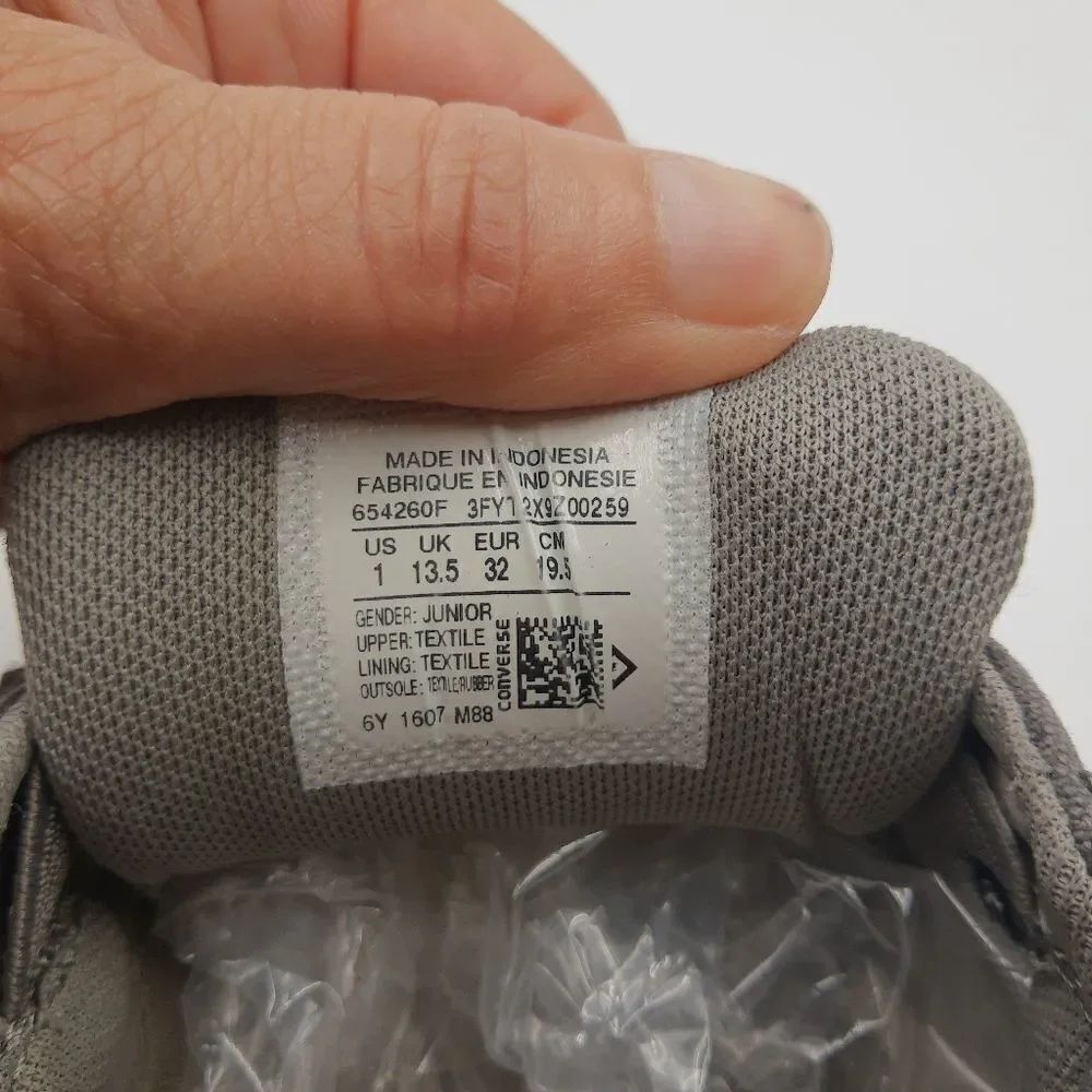 Converse All Star Junior Sz 1 Low Top Sneakers Gray Padded Lace Up Chuck…